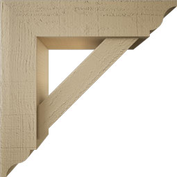 Ekena Millwork - BKTUR0554X22X22TRA01RCPR - Timberthane Faux Wood Traditional Style Bracket w/ Offset Brace, Traditional Ends, 5 1/2"W x 22"D x 22"H, Primed Tan