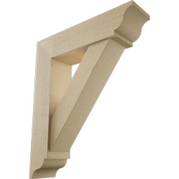 Ekena Millwork - BKTUR0554X22X26TRA01RCPR - Timberthane Faux Wood Traditional Style Bracket w/ Offset Brace, Traditional Ends, 5 1/2"W x 22"D x 26"H, Primed Tan