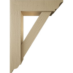Ekena Millwork - BKTUR0554X22X30TRA01RCPR - Timberthane Faux Wood Traditional Style Bracket w/ Offset Brace, Traditional Ends, 5 1/2"W x 22"D x 30"H, Primed Tan