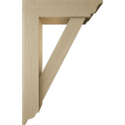 Ekena Millwork - BKTUR0554X22X34TRA01RCPR - Timberthane Faux Wood Traditional Style Bracket w/ Offset Brace, Traditional Ends, 5 1/2"W x 22"D x 34"H, Primed Tan