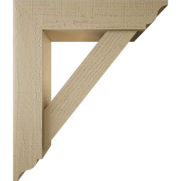 Ekena Millwork - BKTUR0554X24X28TRA01RCPR - Timberthane Faux Wood Traditional Style Bracket w/ Offset Brace, Traditional Ends, 5 1/2"W x 24"D x 28"H, Primed Tan
