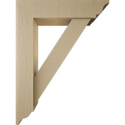 Ekena Millwork - BKTUR0554X24X32TRA01RCPR - Timberthane Faux Wood Traditional Style Bracket w/ Offset Brace, Traditional Ends, 5 1/2"W x 24"D x 32"H, Primed Tan