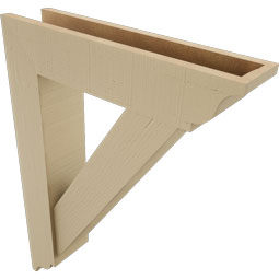 Ekena Millwork - BKTUR0554X24X32TRA01RCPR - Timberthane Faux Wood Traditional Style Bracket w/ Offset Brace, Traditional Ends, 5 1/2"W x 24"D x 32"H, Primed Tan