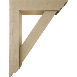 Ekena Millwork - BKTUR0554X26X34TRA01RCPR - Timberthane Faux Wood Traditional Style Bracket w/ Offset Brace, Traditional Ends, 5 1/2"W x 26"D x 34"H, Primed Tan