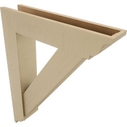 Ekena Millwork - BKTUR0554X26X34TRA01RCPR - Timberthane Faux Wood Traditional Style Bracket w/ Offset Brace, Traditional Ends, 5 1/2"W x 26"D x 34"H, Primed Tan