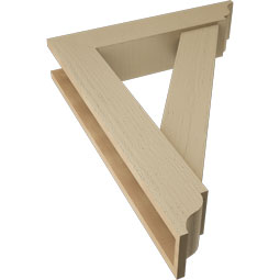 Ekena Millwork - BKTUR0554X26X34TRA01RCPR - Timberthane Faux Wood Traditional Style Bracket w/ Offset Brace, Traditional Ends, 5 1/2"W x 26"D x 34"H, Primed Tan