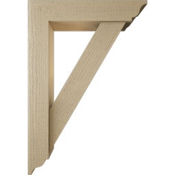 Ekena Millwork - BKTUR0554X26X38TRA01RCPR - Timberthane Faux Wood Traditional Style Bracket w/ Offset Brace, Traditional Ends, 5 1/2"W x 26"D x 38"H, Primed Tan