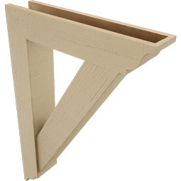 Ekena Millwork - BKTUR0554X26X38TRA01RCPR - Timberthane Faux Wood Traditional Style Bracket w/ Offset Brace, Traditional Ends, 5 1/2"W x 26"D x 38"H, Primed Tan