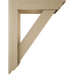 Ekena Millwork - BKTUR0554X28X36TRA01RCPR - Timberthane Faux Wood Traditional Style Bracket w/ Offset Brace, Traditional Ends, 5 1/2"W x 28"D x 36"H, Primed Tan