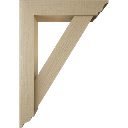 Ekena Millwork - BKTUR0554X28X40TRA01RCPR - Timberthane Faux Wood Traditional Style Bracket w/ Offset Brace, Traditional Ends, 5 1/2"W x 28"D x 40"H, Primed Tan