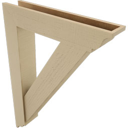 Ekena Millwork - BKTUR0554X28X40TRA01RCPR - Timberthane Faux Wood Traditional Style Bracket w/ Offset Brace, Traditional Ends, 5 1/2"W x 28"D x 40"H, Primed Tan