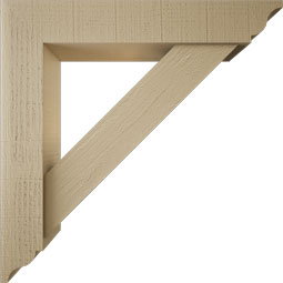 Ekena Millwork - BKTUR0554X30X30TRA01RCPR - Timberthane Faux Wood Traditional Style Bracket w/ Offset Brace, Traditional Ends, 5 1/2"W x 30"D x 30"H, Primed Tan