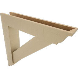 Ekena Millwork - BKTUR0554X30X30TRA01RCPR - Timberthane Faux Wood Traditional Style Bracket w/ Offset Brace, Traditional Ends, 5 1/2"W x 30"D x 30"H, Primed Tan