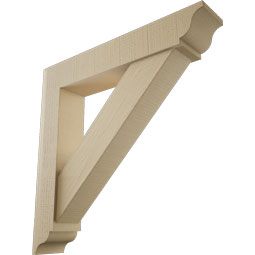 Ekena Millwork - BKTUR0554X30X30TRA01RCPR - Timberthane Faux Wood Traditional Style Bracket w/ Offset Brace, Traditional Ends, 5 1/2"W x 30"D x 30"H, Primed Tan