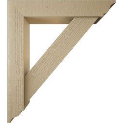 Ekena Millwork - BKTUR0554X30X34TRA01RCPR - Timberthane Faux Wood Traditional Style Bracket w/ Offset Brace, Traditional Ends, 5 1/2"W x 30"D x 34"H, Primed Tan