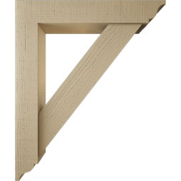 Ekena Millwork - BKTUR0554X30X36TRA01RCPR - Timberthane Faux Wood Traditional Style Bracket w/ Offset Brace, Traditional Ends, 5 1/2"W x 30"D x 36"H, Primed Tan
