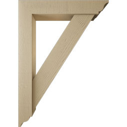Ekena Millwork - BKTUR0554X30X42TRA01RCPR - Timberthane Faux Wood Traditional Style Bracket w/ Offset Brace, Traditional Ends, 5 1/2"W x 30"D x 42"H, Primed Tan