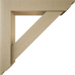 Ekena Millwork - BKTUR0554X32X32TRA01RCPR - Timberthane Faux Wood Traditional Style Bracket w/ Offset Brace, Traditional Ends, 5 1/2"W x 32"D x 32"H, Primed Tan