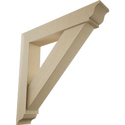 Ekena Millwork - BKTUR0554X32X32TRA01RCPR - Timberthane Faux Wood Traditional Style Bracket w/ Offset Brace, Traditional Ends, 5 1/2"W x 32"D x 32"H, Primed Tan