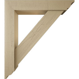 Ekena Millwork - BKTUR0554X32X36TRA01RCPR - Timberthane Faux Wood Traditional Style Bracket w/ Offset Brace, Traditional Ends, 5 1/2"W x 32"D x 36"H, Primed Tan