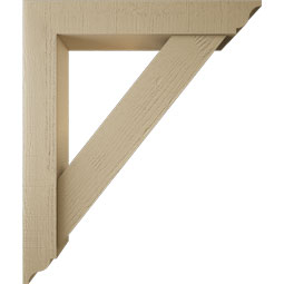 Ekena Millwork - BKTUR0554X32X38TRA01RCPR - Timberthane Faux Wood Traditional Style Bracket w/ Offset Brace, Traditional Ends, 5 1/2"W x 32"D x 38"H, Primed Tan