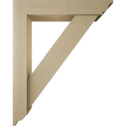 Ekena Millwork - BKTUR0554X32X40TRA01RCPR - Timberthane Faux Wood Traditional Style Bracket w/ Offset Brace, Traditional Ends, 5 1/2"W x 32"D x 40"H, Primed Tan