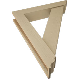 Ekena Millwork - BKTUR0554X32X40TRA01RCPR - Timberthane Faux Wood Traditional Style Bracket w/ Offset Brace, Traditional Ends, 5 1/2"W x 32"D x 40"H, Primed Tan