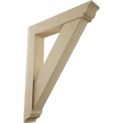 Ekena Millwork - BKTUR0554X32X40TRA01RCPR - Timberthane Faux Wood Traditional Style Bracket w/ Offset Brace, Traditional Ends, 5 1/2"W x 32"D x 40"H, Primed Tan