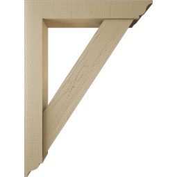 Ekena Millwork - BKTUR0554X32X44TRA01RCPR - Timberthane Faux Wood Traditional Style Bracket w/ Offset Brace, Traditional Ends, 5 1/2"W x 32"D x 44"H, Primed Tan