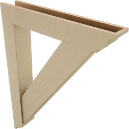 Ekena Millwork - BKTUR0554X32X44TRA01RCPR - Timberthane Faux Wood Traditional Style Bracket w/ Offset Brace, Traditional Ends, 5 1/2"W x 32"D x 44"H, Primed Tan