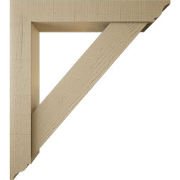 Ekena Millwork - BKTUR0554X34X38TRA01RCPR - Timberthane Faux Wood Traditional Style Bracket w/ Offset Brace, Traditional Ends, 5 1/2"W x 34"D x 38"H, Primed Tan