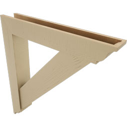 Ekena Millwork - BKTUR0554X34X38TRA01RCPR - Timberthane Faux Wood Traditional Style Bracket w/ Offset Brace, Traditional Ends, 5 1/2"W x 34"D x 38"H, Primed Tan