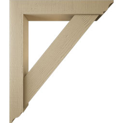 Ekena Millwork - BKTUR0554X34X40TRA01RCPR - Timberthane Faux Wood Traditional Style Bracket w/ Offset Brace, Traditional Ends, 5 1/2"W x 34"D x 40"H, Primed Tan