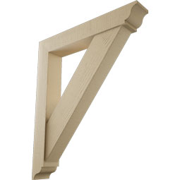Ekena Millwork - BKTUR0554X34X40TRA01RCPR - Timberthane Faux Wood Traditional Style Bracket w/ Offset Brace, Traditional Ends, 5 1/2"W x 34"D x 40"H, Primed Tan