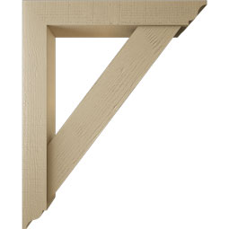 Ekena Millwork - BKTUR0554X34X42TRA01RCPR - Timberthane Faux Wood Traditional Style Bracket w/ Offset Brace, Traditional Ends, 5 1/2"W x 34"D x 42"H, Primed Tan
