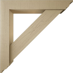 Ekena Millwork - BKTUR0554X36X36TRA01RCPR - Timberthane Faux Wood Traditional Style Bracket w/ Offset Brace, Traditional Ends, 5 1/2"W x 36"D x 36"H, Primed Tan