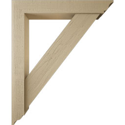 Ekena Millwork - BKTUR0554X36X44TRA01RCPR - Timberthane Faux Wood Traditional Style Bracket w/ Offset Brace, Traditional Ends, 5 1/2"W x 36"D x 44"H, Primed Tan