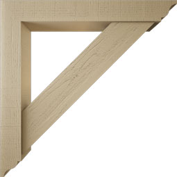 Ekena Millwork - BKTUR0554X38X38TRA01RCPR - Timberthane Faux Wood Traditional Style Bracket w/ Offset Brace, Traditional Ends, 5 1/2"W x 38"D x 38"H, Primed Tan