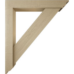 Ekena Millwork - BKTUR0554X38X44TRA01RCPR - Timberthane Faux Wood Traditional Style Bracket w/ Offset Brace, Traditional Ends, 5 1/2"W x 38"D x 44"H, Primed Tan