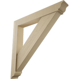 Ekena Millwork - BKTUR0554X40X40TRA01RCPR - Timberthane Faux Wood Traditional Style Bracket w/ Offset Brace, Traditional Ends, 5 1/2"W x 40"D x 40"H, Primed Tan