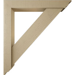 Ekena Millwork - BKTUR0554X40X44TRA01RCPR - Timberthane Faux Wood Traditional Style Bracket w/ Offset Brace, Traditional Ends, 5 1/2"W x 40"D x 44"H, Primed Tan