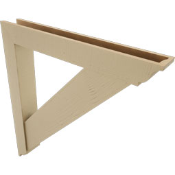 Ekena Millwork - BKTUR0554X40X44TRA01RCPR - Timberthane Faux Wood Traditional Style Bracket w/ Offset Brace, Traditional Ends, 5 1/2"W x 40"D x 44"H, Primed Tan