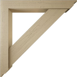 Ekena Millwork - BKTUR0554X42X42TRA01RCPR - Timberthane Faux Wood Traditional Style Bracket w/ Offset Brace, Traditional Ends, 5 1/2"W x 42"D x 42"H, Primed Tan