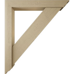 Ekena Millwork - BKTUR0554X42X48TRA01RCPR - Timberthane Faux Wood Traditional Style Bracket w/ Offset Brace, Traditional Ends, 5 1/2"W x 42"D x 48"H, Primed Tan