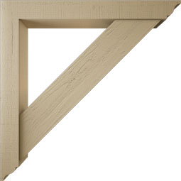 Ekena Millwork - BKTUR0554X44X44TRA01RCPR - Timberthane Faux Wood Traditional Style Bracket w/ Offset Brace, Traditional Ends, 5 1/2"W x 44"D x 44"H, Primed Tan