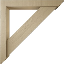 Ekena Millwork - BKTUR0554X46X46TRA01RCPR - Timberthane Faux Wood Traditional Style Bracket w/ Offset Brace, Traditional Ends, 5 1/2"W x 46"D x 46"H, Primed Tan