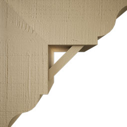 Ekena Millwork - BKTUR0756X18X18TRA01RCPR - Timberthane Faux Wood Traditional Style Bracket w/ Offset Brace, Traditional Ends, 7 1/2"W x 18"D x 18"H, Primed Tan