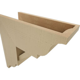 Ekena Millwork - BKTUR0756X18X18TRA01RCPR - Timberthane Faux Wood Traditional Style Bracket w/ Offset Brace, Traditional Ends, 7 1/2"W x 18"D x 18"H, Primed Tan