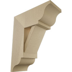 Ekena Millwork - BKTUR0756X18X22TRA01RCPR - Timberthane Faux Wood Traditional Style Bracket w/ Offset Brace, Traditional Ends, 7 1/2"W x 18"D x 22"H, Primed Tan