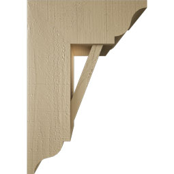 Ekena Millwork - BKTUR0756X18X26TRA01RCPR - Timberthane Faux Wood Traditional Style Bracket w/ Offset Brace, Traditional Ends, 7 1/2"W x 18"D x 26"H, Primed Tan